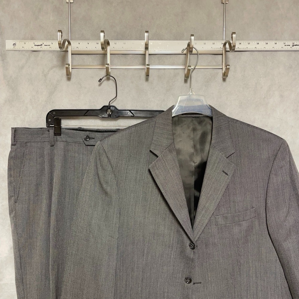 Men Flannel Suit 44R Gray Bird's Eye 3B Academia 38x33 P Luxury by Daniel Gray